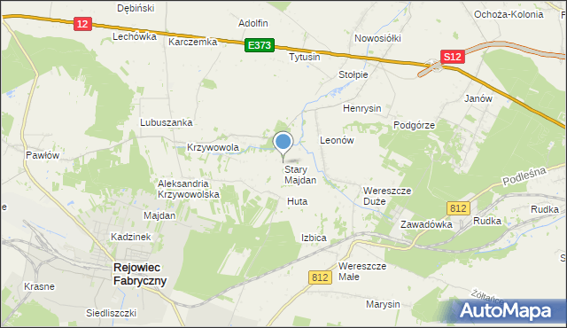mapa Stary Majdan, Stary Majdan gmina Rejowiec na mapie Targeo
